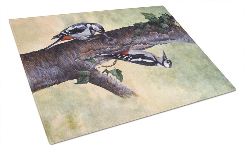 Woodpeckers by Daphne Baxter Glass Cutting Board Large BDBA0335LCB