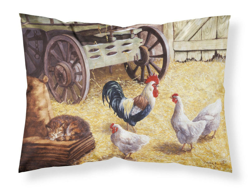 Rooster and Hens Chickens in the Barn Fabric Standard Pillowcase BDBA0339PILLOWCASE