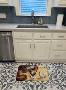 Rooster and Hens Chickens in the Barn Memory Foam Kitchen Mat Machine Washable Anti-Fatigue Cushion Comfort Bath or Kitchen Rug