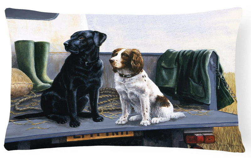 On The Tailgate Labrador and Springer Spaniel Fabric Decorative Pillow BDBA0341PW1216