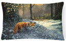 Fox on the Hunt Decorative Throw Pillow 12x16 Indoor Outdoor Accent Cushion, Fabric Cover with Insert for Sofa, Bed, Porch & Living Room
