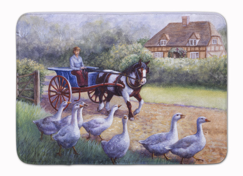 Geese Crossing before the Horse Machine Washable Memory Foam Mat BDBA0351RUG