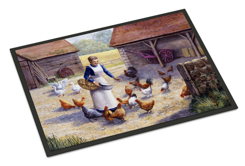 Chicken Hen Feeding Time Indoor or Outdoor Mat 24x36 BDBA0352JMAT