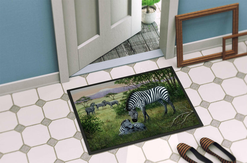 Zebras in the Field with Baby Indoor or Outdoor Mat 24x36 BDBA0385JMAT