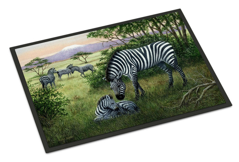 Zebras in the Field with Baby Indoor or Outdoor Mat 24x36 BDBA0385JMAT