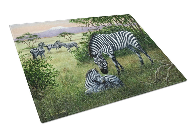 Zebras in the Field with Baby Glass Cutting Board Large BDBA0385LCB