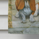 Basset Hounds in the Gate House Flag 28x40 Porch Sleeve Pole Decorative Outside Yard Banner Artwork Wall Hanging, Polyester