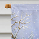 Chocolate Labrador Snowy Robin House Flag 28x40 Porch Sleeve Pole Decorative Outside Yard Banner Artwork Wall Hanging, Polyester