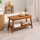 Oiled Teak Shower and Bath Decor Bench with Shelf - 30" by NORDICTEAK.COM