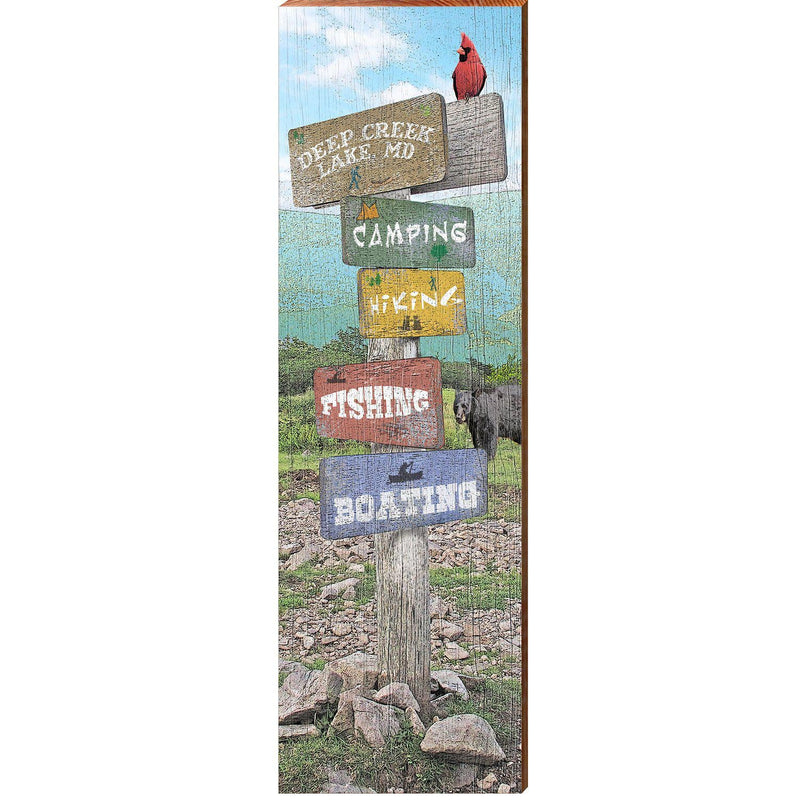 Deep Creek Lake, MD Mountain Directional | Wall Art Print on Real Wood