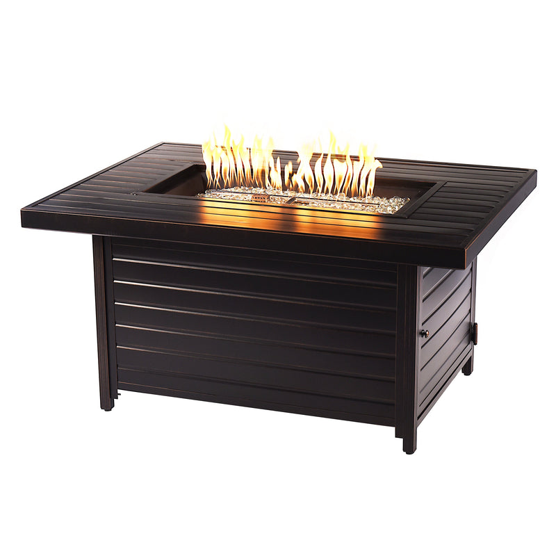 Aluminum 48-in Rectangular Propane Fire Table, Beads, Covers and Lid