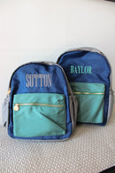 Green, Navy, + Grey Colorblock Backpack - NO CUSTOMIZATION