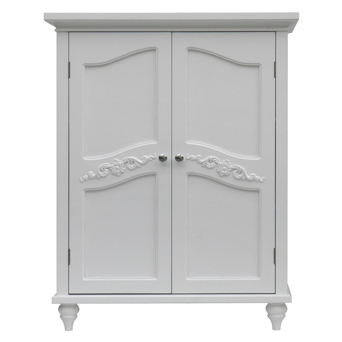 Bathroom Linen Storage Floor Cabinet with 2-Doors in White Wood Finish, photo 3 of 3