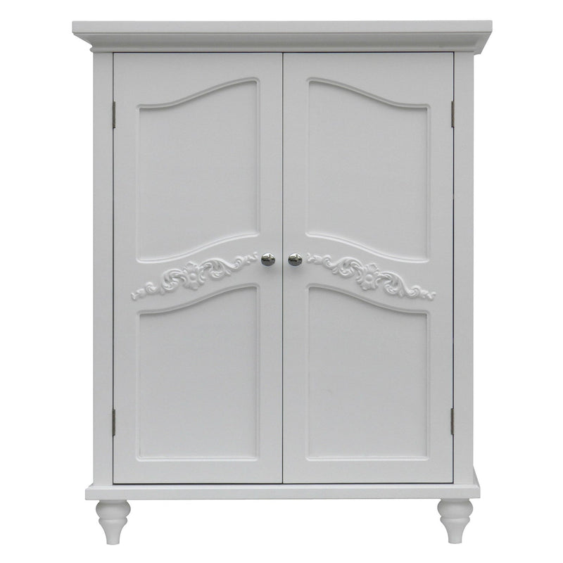 Bathroom Linen Storage Floor Cabinet with 2-Doors in White Wood Finish, photo 3 of 3