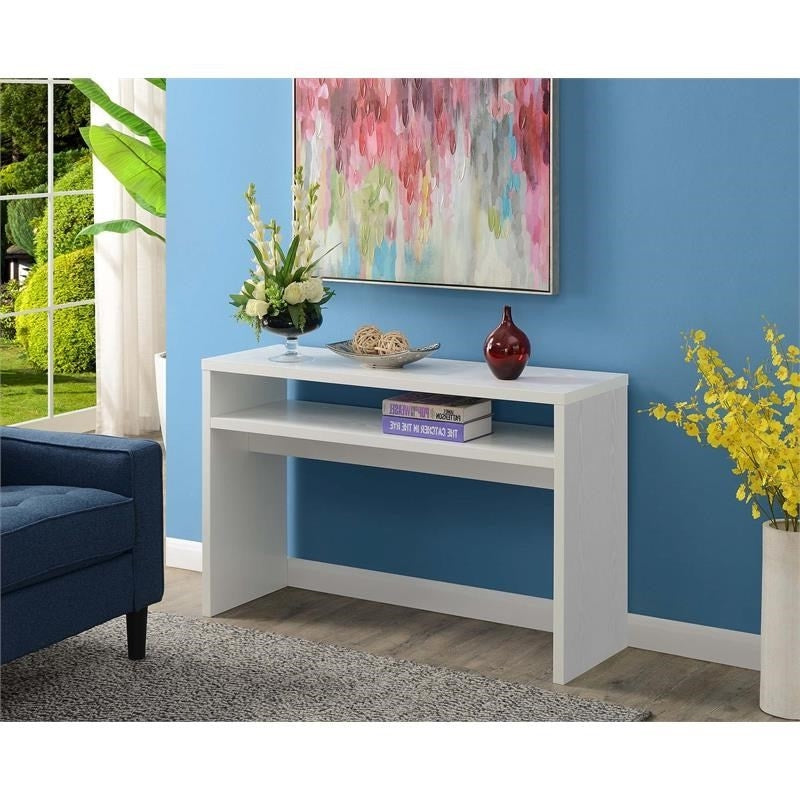 Modern FarmHome White Sofa Table Console Table with Bottom Shelf, photo 3 of 3