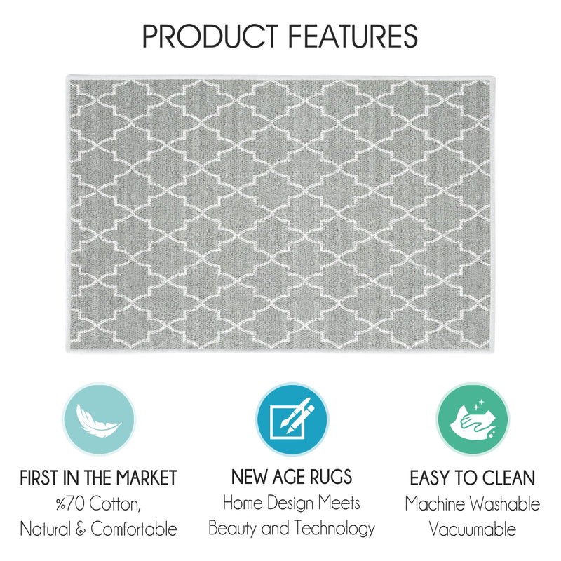 Geometric Design Multipurpose Floor Mat | 20"x31" | Gray