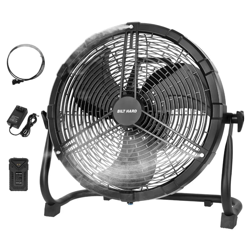 BILT HARD 16" Outdoor Misting Fan: Battery Operated with 15600mAh Detachable Battery & Misting Function