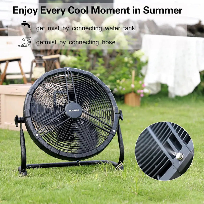 BILT HARD 16" Outdoor Misting Fan: Battery Operated with 15600mAh Detachable Battery & Misting Function