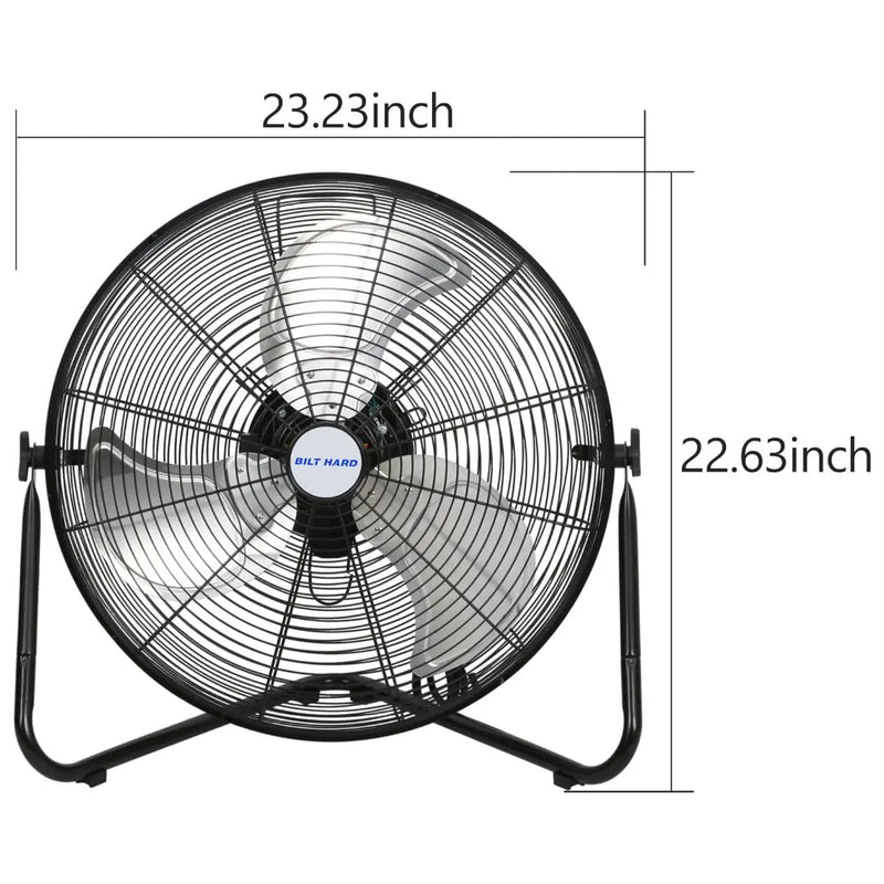 BILT HARD 20" High-Velocity Floor Fan: 4650 CFM, 3-Speed Heavy-Duty Metal Fan with Wall-Mount Option