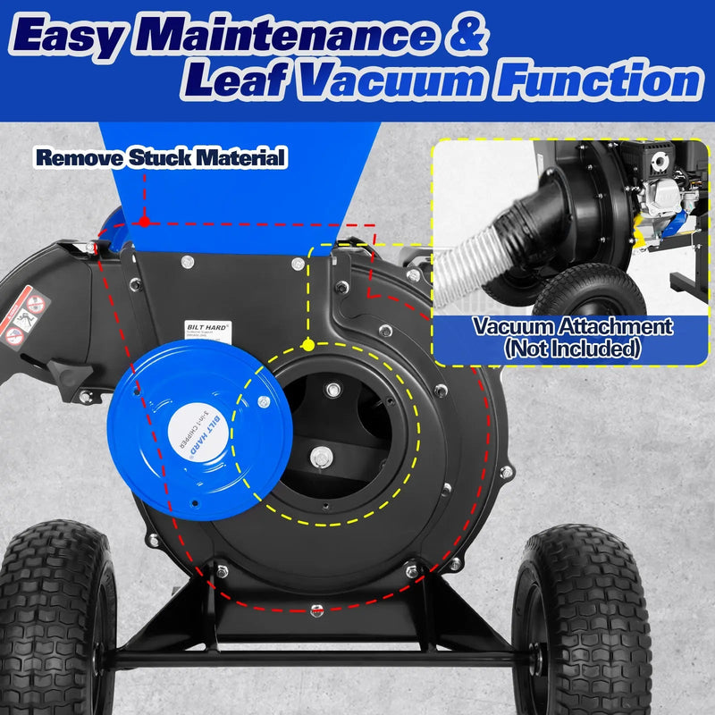 BILT HARD 224cc 7.5hp Gas Powered Wood Chipper