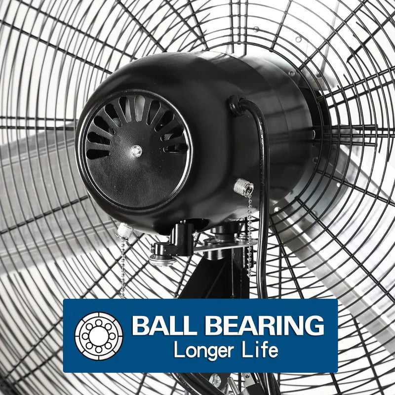 BILT HARD 24" High-Velocity Pedestal Fan: 6450 CFM, 3-Speed, Heavy-Duty Industrial Standing Fan
