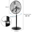 BILT HARD 24" High-Velocity Pedestal Fan: 6450 CFM, 3-Speed, Heavy-Duty Industrial Standing Fan