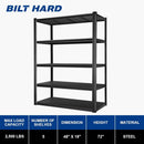 BILT HARD 2500LBS 48" W x 18" D x 72" H Garage Shelving, 5-Shelf Industrial Storage Shelves Heavy Duty, Metal Shelving Units with Adjustable Shelf, Steel Utility Shelves