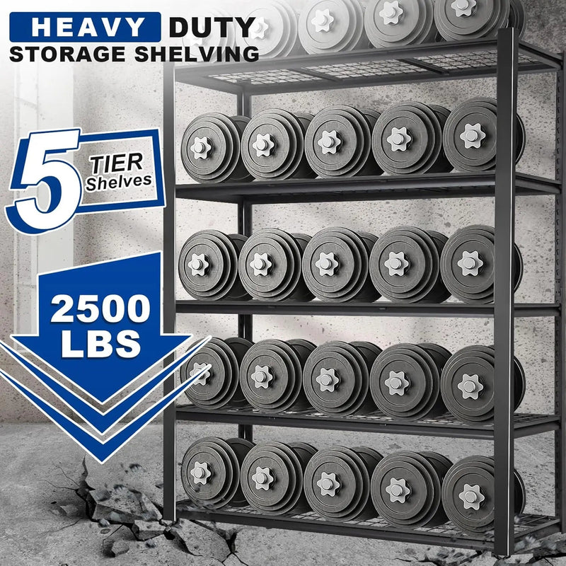 BILT HARD 48”W x 18”D x 72”H Garage Shelving, 5-Tier Heavy Duty Storage Shelves for Garage, Basement, Warehouse, Workshop, 3000 lbs Capacity