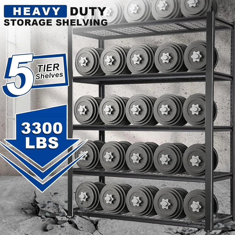 BILT HARD 3500 LBS 60" W x 18" D Garage Shelving, 72" H Heavy Duty Storage Shelves, Metal Wire Utility Shelving Units with Adjustable Shelf, Ideal for Garage, Black