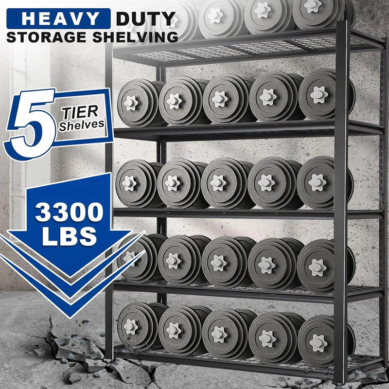 BILT HARD 60" W x 24" D Garage Shelving 3300 LBS, 72" H Storage Shelves, Heavy Duty 5-Tier Metal Shelving Units with Adjustable Shelf, Steel Wire Utility Shelving
