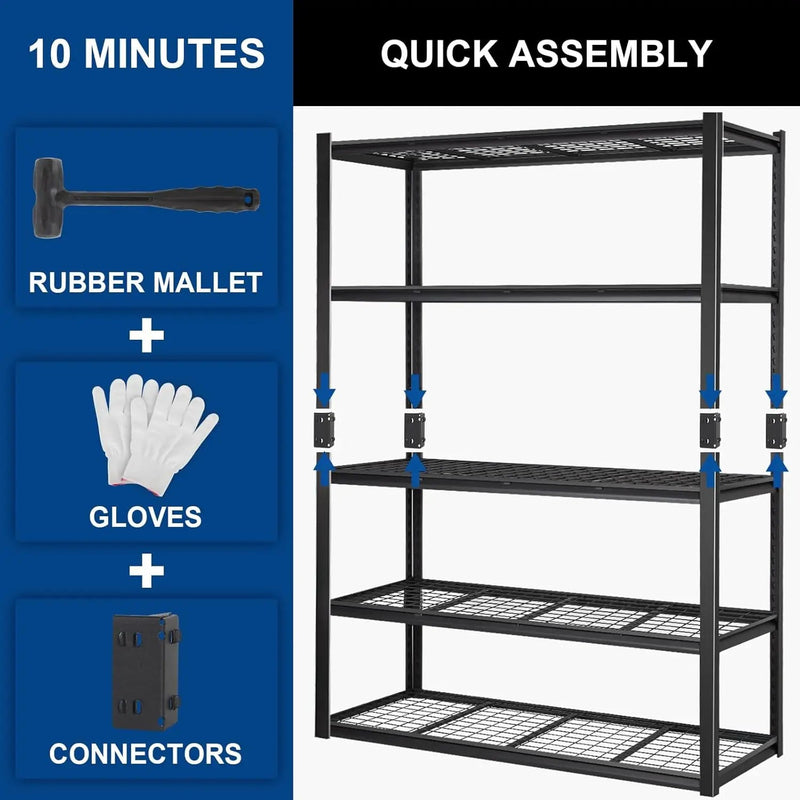 BILT HARD 60" W x 24" D Garage Shelving 3300 LBS, 72" H Storage Shelves, Heavy Duty 5-Tier Metal Shelving Units with Adjustable Shelf, Steel Wire Utility Shelving
