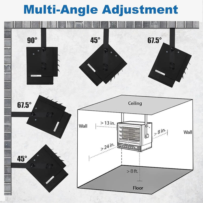 BILT HARD 7500W Electric Garage Heater, 240V Digital Fan-Forced Ceiling Mount Heater with Remote, Hardwired Shop Garage Heater with Thermostat, Overheat Protection, Timer, Ideal for Workshop
