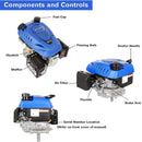 BILT HARD Gas Engine Vertical Shaft, 173cc 4.4 HP 4-Stroke Gas Motor, Replacement Engine for Lawn Mower, EPA & CARB Compliant