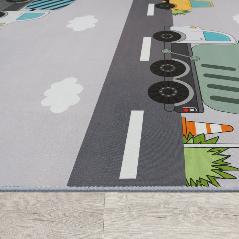 Kids Play-Mat Bob Construction Road with Trucks & Cranes