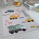 Kids Play-Mat Bob Construction Site with Trucks & Cranes in Grey