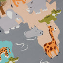 Play Mat Lilo Educational Kids Rug with World Map & Animals in Grey