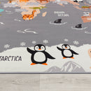 Play Mat Lilo Educational Kids Rug with World Map & Animals in Grey