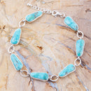 Biwa Blue Turquoise Sterling Silver Link Bracelet