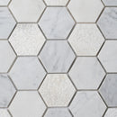 White 12x12 Polished Etched Hexagon Bianco Carrara Marble Mosaic Tile (5 pack, 4.92 sq ft/case)