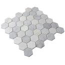 White 12x12 Polished Etched Hexagon Bianco Carrara Marble Mosaic Tile (5 pack, 4.92 sq ft/case)