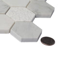 White 12x12 Polished Etched Hexagon Bianco Carrara Marble Mosaic Tile (5 pack, 4.92 sq ft/case)