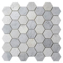 White 12x12 Polished Etched Hexagon Bianco Carrara Marble Mosaic Tile (5 pack, 4.92 sq ft/case)