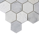 White 12x12 Polished Etched Hexagon Bianco Carrara Marble Mosaic Tile (5 pack, 4.92 sq ft/case)