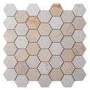 Beige 12x12 Polished Etched Hexagon Crema Marfil Marble Mosaic Tile (5 pack, 4.92 sq ft/case)