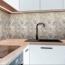 Beige 12x12 Polished Etched Hexagon Crema Marfil Marble Mosaic Tile (5 pack, 4.92 sq ft/case)