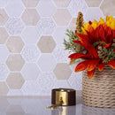 Beige 12x12 Hexagon Polished Etched Marble Mosaic Tile (5 pack, 4.92 sq ft/case) - Sample