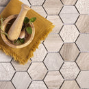 Wooden Grey 12x12 Etched Polished Hexagon Marble Mosaic Tile (5 pack, 4.92 sq ft/case)