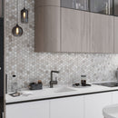 Gray 12x12 Hexagon Polished Etched Marble Mosaic Tile (5 pack, 4.92 sq ft/case) - Sample