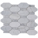 White 11x12 Polished Etched Hexagon Bianco Carrara Marble Mosaic Tile (5 pack, 4.66 sq ft/case)