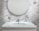White 11x12 Polished Etched Hexagon Bianco Carrara Marble Mosaic Tile (5 pack, 4.66 sq ft/case)